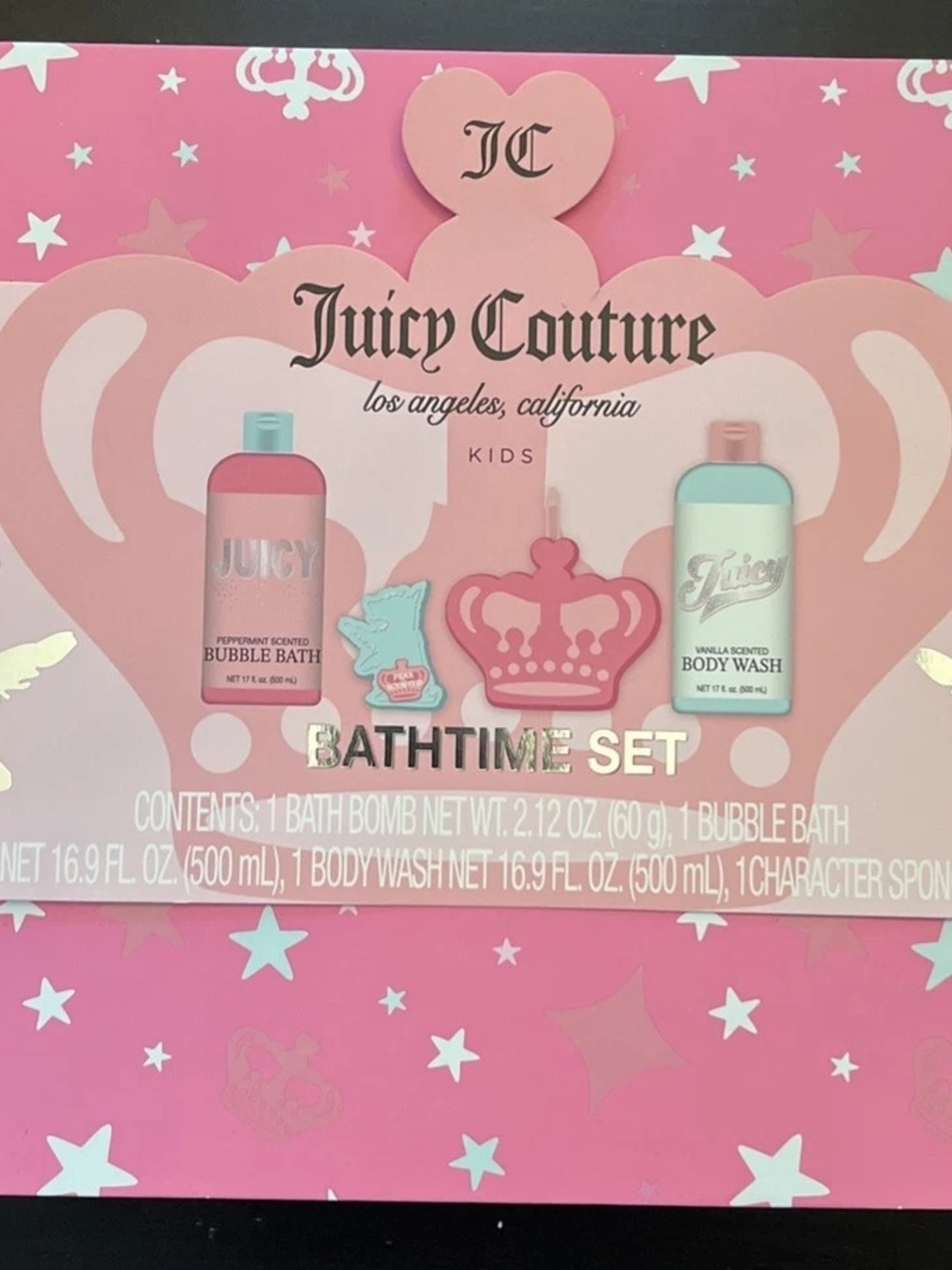 Juicy Couture Kids Pink Bathtime Gift Set with Mint Accents